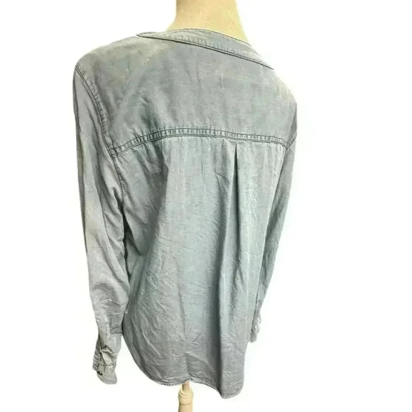 Christopher Banks  Blue Chambre Pullover 1/4 Button Up Long Sleeve Top Size M - Picture 5 of 16